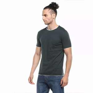 Camiseta de Alta Calidad, 300gsm, Corte Recortado, Algodón/Fibra de Bambú, Estilo Urbano, Corte Regular, Diseño a Cuadros, Transpirable, Manga Corta, para Hombre - Product Image 6