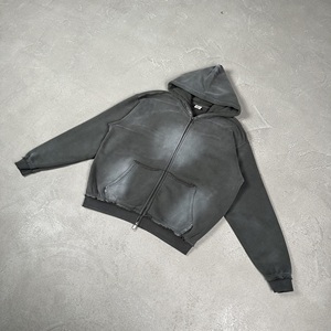 <span class=keywords><strong>Felpa</strong></span> con <span class=keywords><strong>Zip</strong></span> e Logo Personalizzato per <span class=keywords><strong>Uomo</strong></span>, Effetto Vintage con Bordi Grezzi, Streetwear Casual all'Ingrosso - Product Image 6