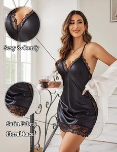ชุดนอนผ้าซาตินลายลูกไม้สุดเซ็กซี่ของผู้หญิงชุดนอนซีทรูชุดชั้นใน S-4XL ขนาดชุดชั้นใน - Product Image 4