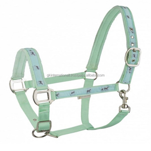 Customized Lining Double Stitched Nylon Horse <b>Halter</b> in Many Colors Adjustable <b>Halter</b> with Nickel Plated Solid Buckle and Rings - Product Image 5