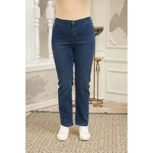 <b>Elastic</b> <b>Waist</b> Plus Size Blue <b>Jeans</b> - Product Image 1