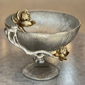 Handmade Durable Silver Aluminum Metal <b>Table</b> Top Decoration Customized Food Serving Bowl for Home Dining - Product Image 3