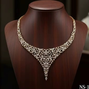 Premium AD CZ Stone Necklace Set High Gold Polish Designer Jewelry para mujeres Perfecto para regalos y celebraciones - Product Image 1