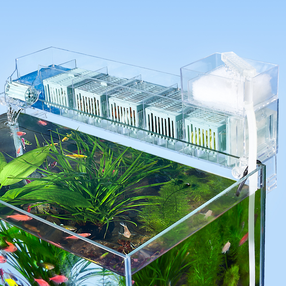 external hang on plastic aquarium fish breeding box satellite l Fluval Large Warm oxygenated water from the main aquarium is circulated through the breeding box with an air pump (sold separately) External / Hang On Plastic