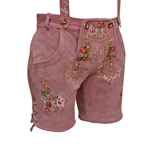 High Street Style Short Trachten pour femmes Bavarois Oktoberfest-Style Ladies Lederhose Brodé Kurze Enge Lederhose pour filles - Product Image 5