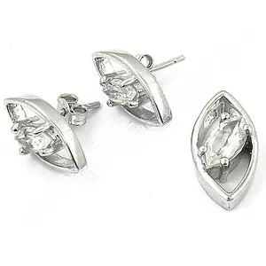 Women's 925 Silver <b>Fine</b> <b>Stud</b> <b>Earrings</b> with White Stone Jewelry Gift - Product Image 3