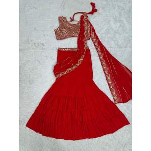 Broderie Georgette avec séquence de travail à la mode, drapé bidirectionnel Style Lehenga Choli du fabricant indien - Product Image 6