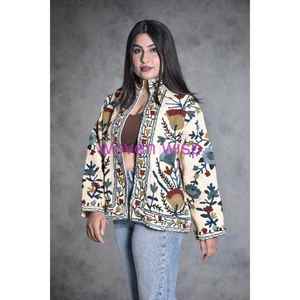 À la main Suzani broderie tricoté Kantha veste femmes taille libre hiver court matelassé Blazer coton remplissage en gros cadeau brut - Product Image 2