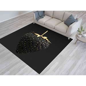 Tapis Noir Fraise : Tapis Imprimé Moderne pour Salon, Tapis Doux à Poils Longs - Product Image 1