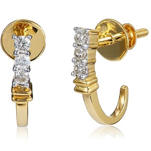 Pendientes de Diamantes Balli para Mujer, Oro Amarillo, Corte Brillante Redondo, Color H, Naturales, Estilo Clásico, para Uso Diario - Product Image 1