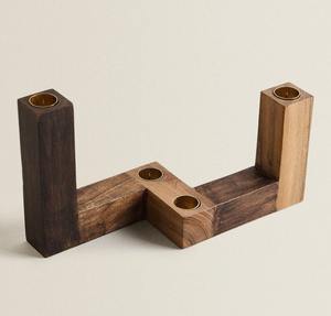 Centre de table en bois, candélabre moderne en bois, porte-bougie horizontal, porte-bougie en bois fait main, bois massif - Product Image 1