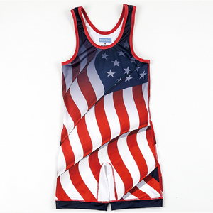 Venta al por mayor barato bandera americana sublimación camiseta de los hombres Pro Wrestling Youth Pro Wrestling ropa - Product Image 1
