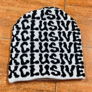 Venta al por mayor de invierno personalizado Rosa Puff estampado Jacquard Skully Unisex invierno de punto sombreros Crochet MEA mea culpa beanieS - Product Image 6