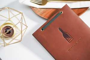 ร้านอาหารที่หุ้มเมนูหนังแท้ฝาปิดรายการไวน์ที่ทนทานซองใส่เมนูเครื่องดื่มแนววินเทจสำหรับ LMC-0123บาร์โรงแรม - Product Image 4