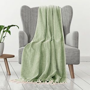 Jeté de couverture marocaine à pompons en coton de taille personnalisable tissé à la main Style Boho pour housse de canapé Design uni - Product Image 3