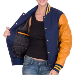 Veste universitaire personnalisée de haute qualité en laine polaire imprimer votre logo de marque broderie en chenille mode hiver vestes universitaires pour femmes - Product Image 3