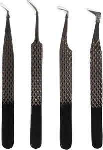 Pince à cils noire pour extensions de cils, pince à épiler à 90 degrés en fibre de volume, noir - Product Image 4