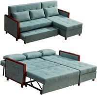 Canapé-lit modulaire en flanelle vert foncé de style rétro simple, confortable, en tissu, pour hôtel, salon