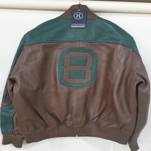 Chaqueta de Cuero Varsity Vintage de Alta Calidad, Corte Ajustado, Larga, con Logos Personalizados en Chenilla, Estilo Invernal - Product Image 2