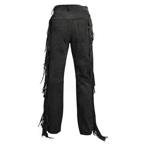 Pantalons pour hommes de style unique en vente en gros pour la vente en ligne, lavés, personnalisés avec votre propre design, franges en cuir suédé - Product Image 2