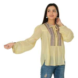 Femmes fait à la main Boho brodé coton haut Designer décontracté été Blouse léger Festival porter longue longueur tissé chemise - Product Image 2