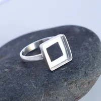 925 Sterling Silber Skelettform Klassischer Hochzeitsring mit Edelstein-Fassung, Unsichtbare Einlage, Ringrohling für Ringherstellung