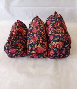 <b>Toiletry</b> Pouches for <b>Women</b> With Zipper in 3 Pcs Handmade Block Printed <b>Toiletry</b> Pouch Makeup Accessory Cosmetic Organizer - Product Image 4