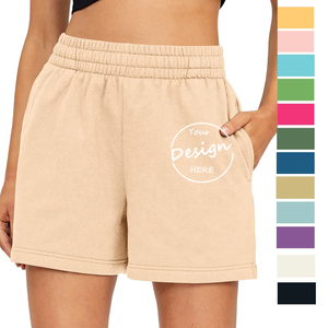 Pantalones Cortos Deportivos de Alta Calidad al por Mayor OEM, Pantalones Cortos Deportivos de Algodón Francés Personalizados con Bordado, Lisos, Casuales, para Mujer - Product Image 1