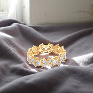 แหวนหมั้นเพชรสีเงินสเตอร์ลิงสีทอง3.15 CT Marquise CUT Moissanite Diamond Leaf-shaped - Product Image 4