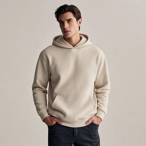 Pull-over à capuche en coton mélangé pour hommes, sweat-shirt doublé de polaire avec logo imprimé brodé personnalisé, coupe basique pour l'hiver, disponible à l'OEM - Product Image 2