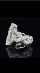 Anillo de Plata de Ley 925 con Símbolo de Dólar con Incrustaciones de Diamantes Moissanite VVS, Estilo Hip Hop, Lujoso, para Él y Ella - Product Image 4