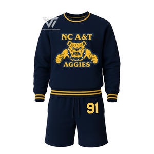 HBCU NC A&T Casual Streetwear 2 Piece Sweatsuit | Pullover Sweatshirt <b>With</b> <b>Shorts</b> Collegiate Apparel - Product Image 1