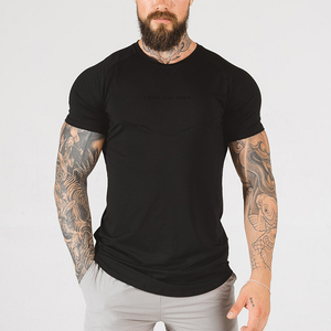 Camiseta informal con estampado de Fitness para hombre 2022, cuello personalizado bordado de talla grande, antiarrugas, liso, teñido, cuello levantado, transpirable - Product Image 4