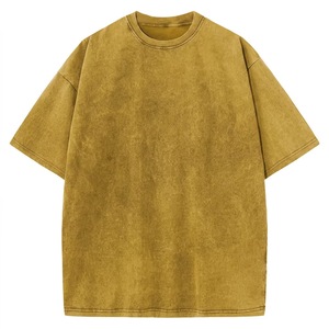 T-shirt en coton noir délavé pour homme, manches courtes, col rond, coupe ample, jersey décontracté, couleur unie, style streetwear, séchage rapide - Product Image 1