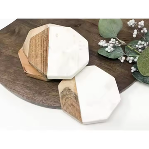 Juego de posavasos para bebidas hecho a mano Diseño raro y único con incrustaciones de madera de acacia y mármol con la mejor calidad 2025 Posavasos de alta venta - Product Image 1