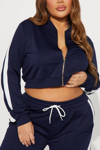 Ensemble de survêtement gris pour femme Veste courte deux pièces et pantalon large Sportswear - Product Image 6