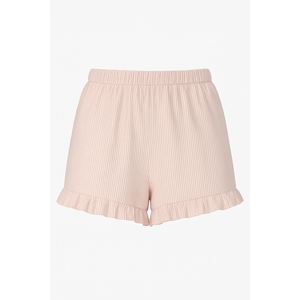 Shorts pour femmes, haute couture, en tricot côtelé, avec ourlet à volants, élastiques, séchage rapide, respirants, doux, décontractés, pour l'été, vente en gros, directement de l'usine - Product Image 1