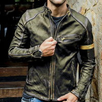 Blouson aviateur en cuir imperméable réversible pour homme, style motard, grande taille, hiver