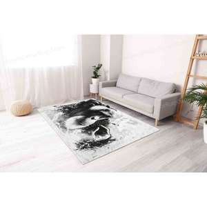 Tapis imprimé singe aux yeux bleus : Tapis singe abstraits uniques, Tapis en chenille - Product Image 5