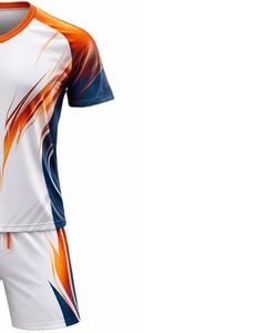 Manufacture Customized Sports Jersey And <b>Shorts</b> Set <b>White</b> Orange Blue Polyester Breathable Sublimation Printed Team Uniform - Product Image 3