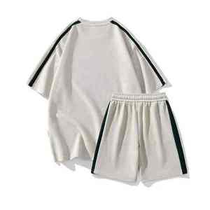 HC-CF2104563 Breathable Summer <b>Knitted</b> Customized Colors Polyester/Cotton Crew Neck Sweatshirt and Shorts <b>Set</b> Men Casual Wear - Product Image 4