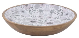 Ensaladera grande con estampado floral, utensilios de cocina decorativos seguros para alimentos para uso en fiestas caseras, hecho a mano de madera de mango estilo americano - Product Image 2