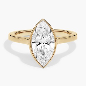 Bague en or massif 14 carats avec diamant de laboratoire taille marquise serti clos, 2,00 carats, F-G VS1-VS2, pour fiançailles et fêtes - Product Image 1