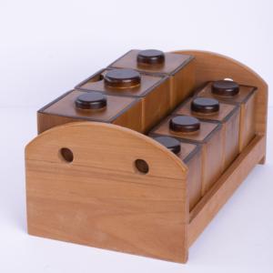 Juego de Especias de Madera de Haya al por Mayor con 7 Frascos |   Soporte con Acabado Pintado - Product Image 3