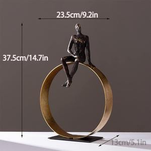 Figurine incurvée noire et or contemporaine pièce maîtresse décorative pour affichage de cadeau d'événement de bureau à domicile de table - Product Image 5