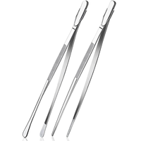 Pince à épiler manuelle Fida en acier inoxydable, 12 pouces, extra longue, à pointe ronde polie, certifiée CE, pour aliments