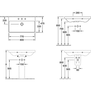 Mueble de Baño Rectangular VB Avento 800x470x165mm con Lavabos Blanco Alpino - Product Image 4