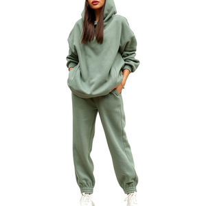 Ensemble de survêtement en molleton pour femme, pull d'hiver, jogging, sweat-shirt chaud, tenue de sport, tenue de sport pour la salle de sport, tenue de détente, deux pièces - Product Image 1