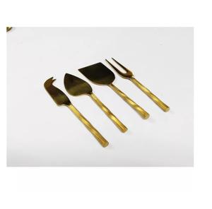 ชุดชีสทองเหลืองบริสุทธิ์4ชิ้น,ที่ปาดชีสและมีดดีไซน์ใหม่ชุดชีสโลหะ - Product Image 2