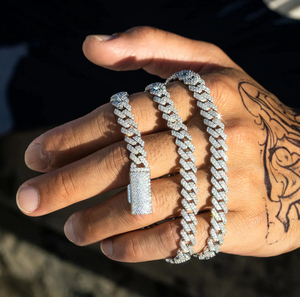 10MM Sólido 925 Plata Hip Hop Cadena de eslabones cubanos Chapado en oro de 18 quilates con tachonado VVS1 Moissanite Diamond Passes Tester 16-30 pulgadas - Product Image 1